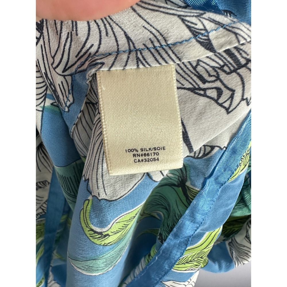 Moulinette Soeurs Silk Dress Womens 4 Blue Floral Tropical Sleeveless Pockets - Picture 6 of 8